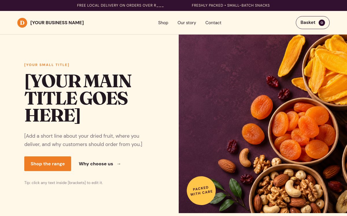 Our Dried Fruit Shop website design